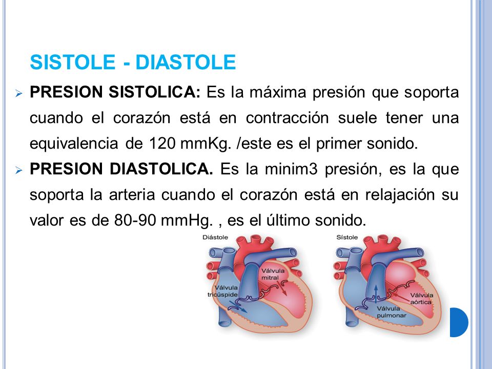 Diastole presion sistole normal y